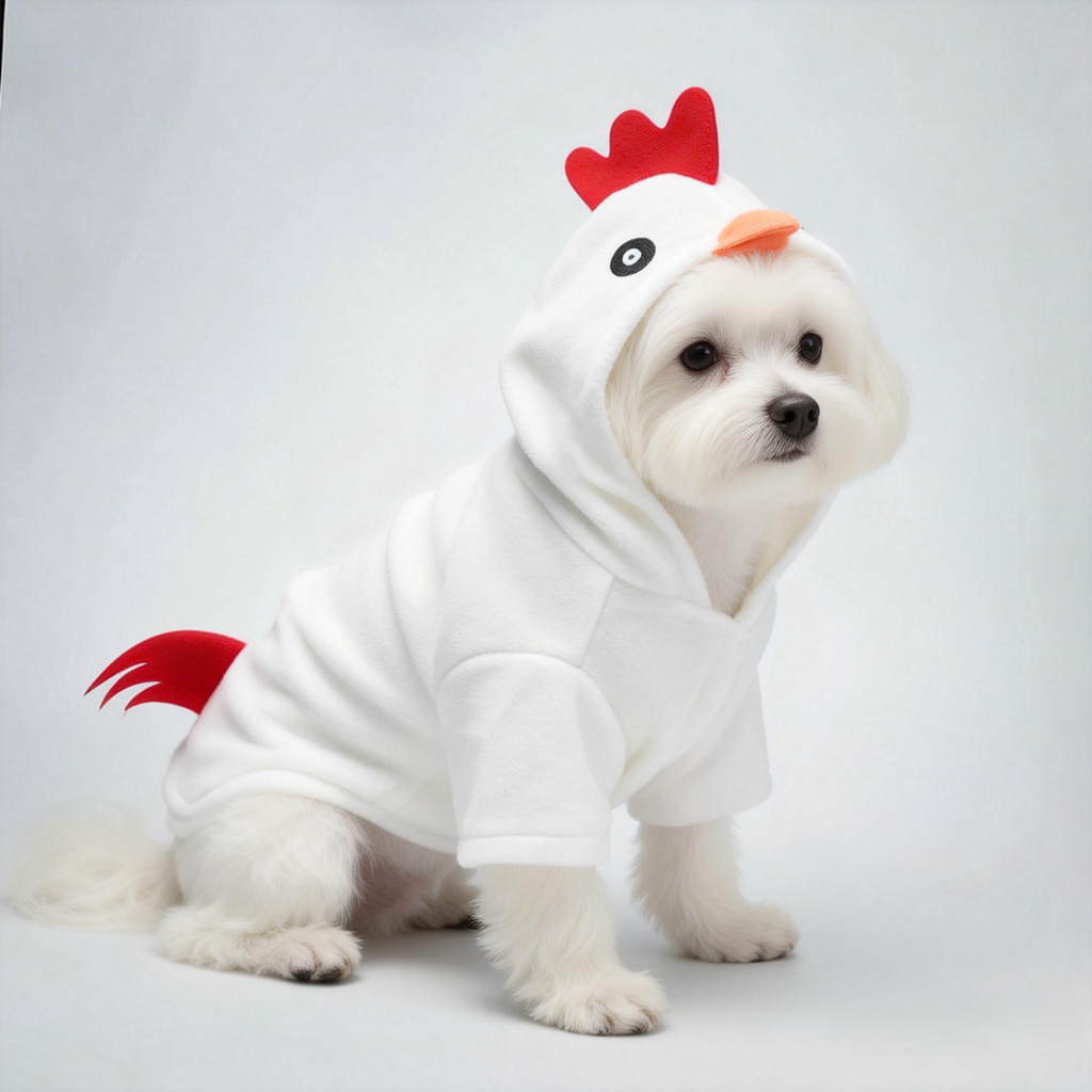 White Chick Puppy Costume - Adorable 3D Chicken Hoodie with Tail